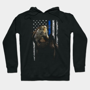 Urban Otter American USA Flag Tee for Fans of Aquatic Charm Hoodie